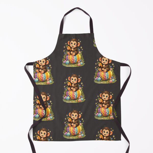 Item preview, Cute Baby Monkey Sitting on a Colorful Easter Egg Holding a Carrot With Spring Flowers designed and sold by FireOrchid.