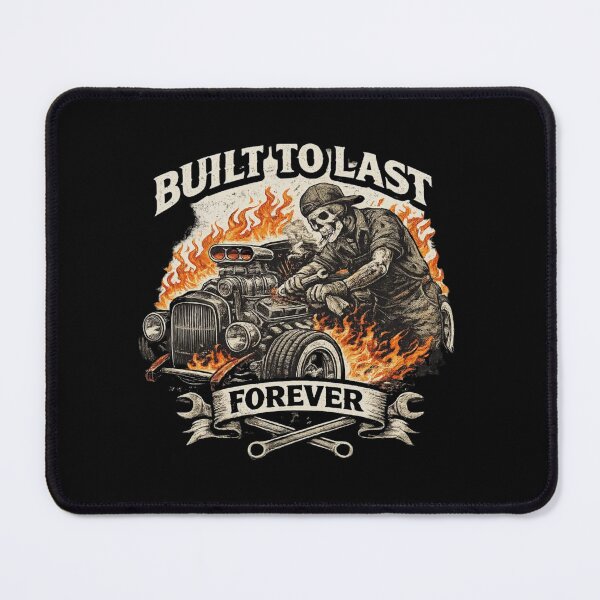 Item preview, Built To Last Forever Skull Mechanic Hot Rod – Vintage Garage Car Culture Design designed and sold by HubCreates.