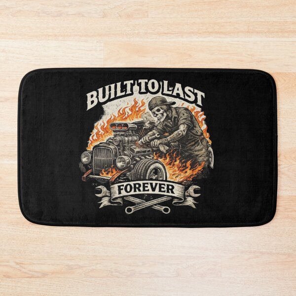 Item preview, Built To Last Forever Skull Mechanic Hot Rod – Vintage Garage Car Culture Design designed and sold by HubCreates.