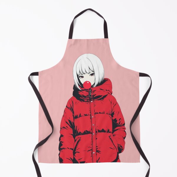 Item preview, Edgy Anime Girl in Oversized Red Puffer Jacket with Clown Nose designed and sold by Jimakmo.