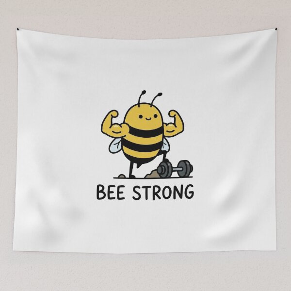 Item preview, Bee Strong – Funny Gym Bee Pun Cartoon | Cute Fitness Motivation Design designed and sold by aiqdelicia.