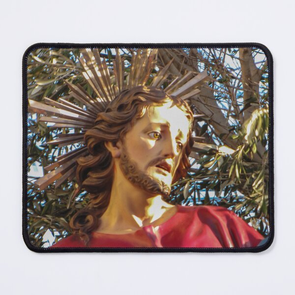 Item preview, Painted Statue of Jesus with Halo in Olive Trees During Holy Week Procession and Easter Devotion designed and sold by Nmallia.