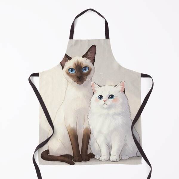 Item preview, Adorable Siamese and White Fluffy Cat Friends Illustration designed and sold by Prestige Parlor.