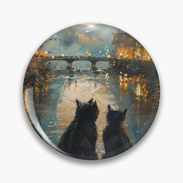 Item preview, Two Black Cats by the Moonlit River designed and sold by Erika Kaisersot.