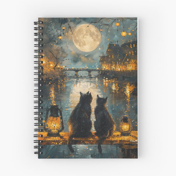 Item preview, Two Black Cats by the Moonlit River designed and sold by Erika Kaisersot.