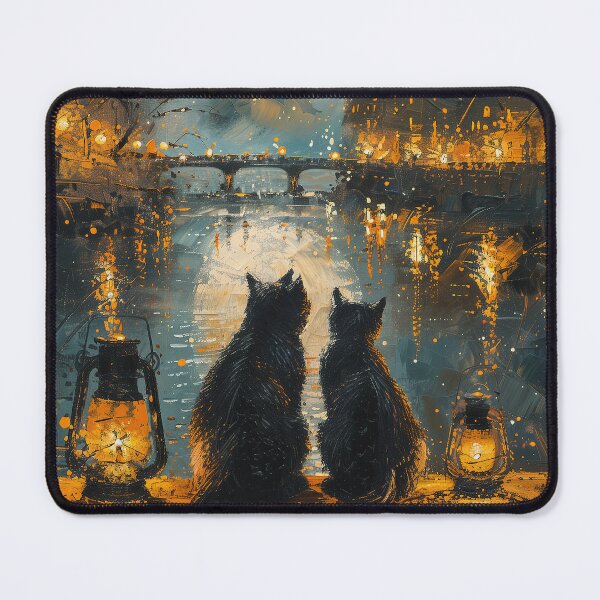 Item preview, Two Black Cats by the Moonlit River designed and sold by Erika Kaisersot.