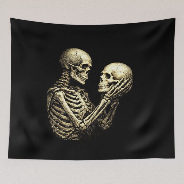 Item preview, Skeleton Holding Skull Gothic Dark Anatomy Vintage Macabre Bone Study designed and sold by designleon19.