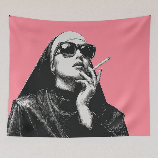 Item preview, Nun in shades smokes a cig designed and sold by anytka.