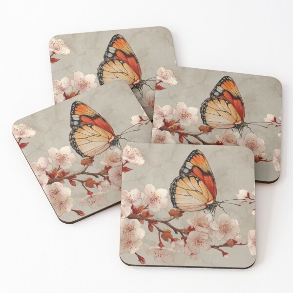 Item preview, Butterfly resting on cherry blossoms designed and sold by anytka.