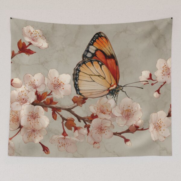 Item preview, Butterfly resting on cherry blossoms designed and sold by anytka.