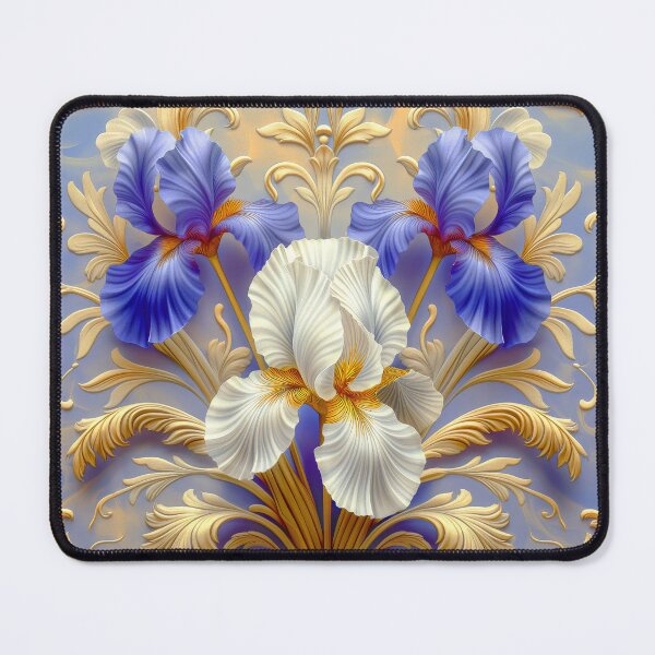 Item preview, Blue and White Iris Floral Art designed and sold by MargaretWiktor.