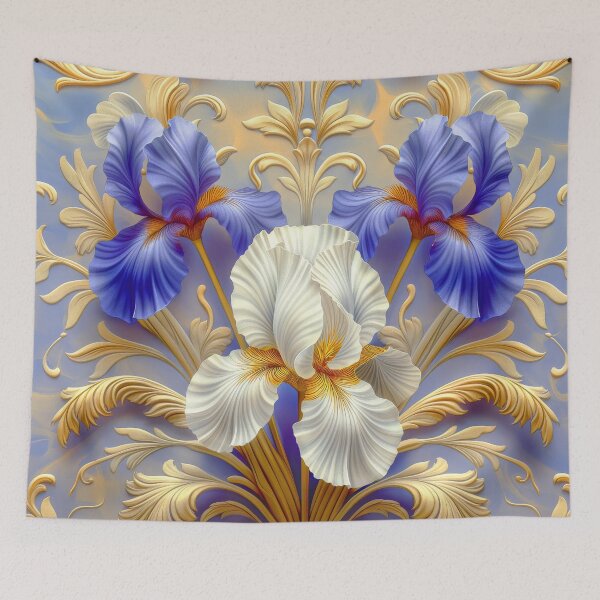Item preview, Blue and White Iris Floral Art designed and sold by MargaretWiktor.