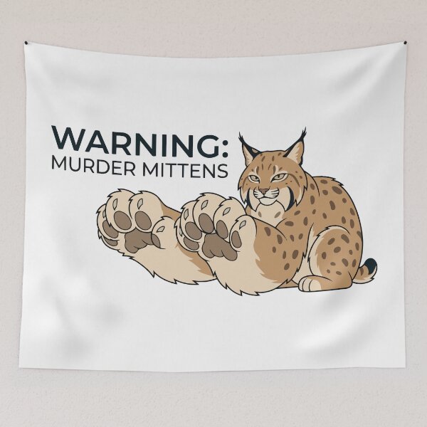 Item preview, Warning Murder Mittens Grumpy Bobcat designed and sold by Petzzz.
