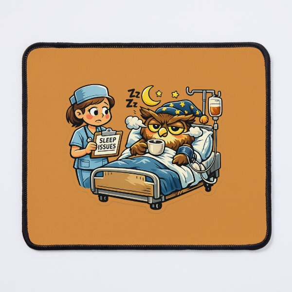 Item preview, Night Owl Sleep Issues – Funny Nurse & Owl Hospital Cartoon designed and sold by AnimalAirtistry.