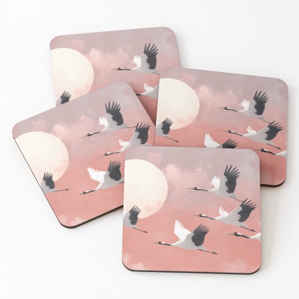 Item preview, Cranes fly across the sky at dusk designed and sold by anytka.