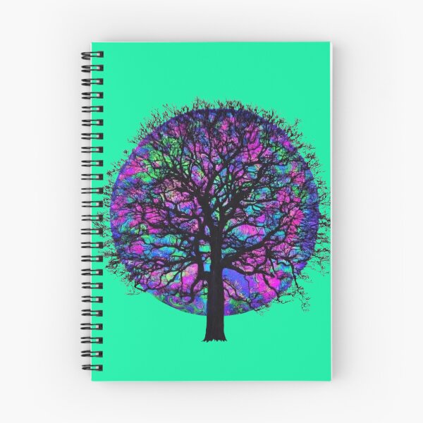 Item preview, Psychedelic Neon Tree of Life Stained Glass Circular Wall Art – Vibrant Blue Pink Cyan Trippy Nature Decor designed and sold by Matt's Artificial Nature.