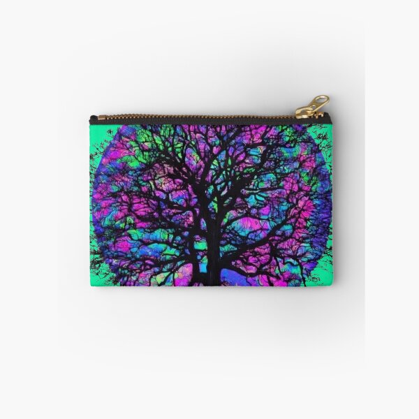 Item preview, Psychedelic Neon Tree of Life Stained Glass Circular Wall Art – Vibrant Blue Pink Cyan Trippy Nature Decor designed and sold by Matt's Artificial Nature.