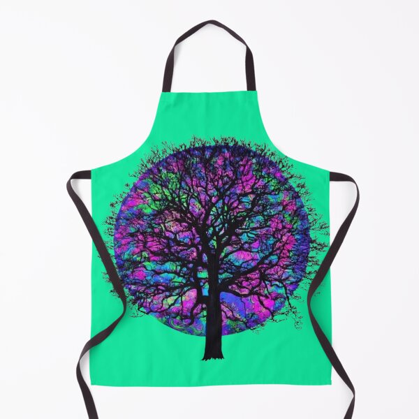 Item preview, Psychedelic Neon Tree of Life Stained Glass Circular Wall Art – Vibrant Blue Pink Cyan Trippy Nature Decor designed and sold by Matt's Artificial Nature.