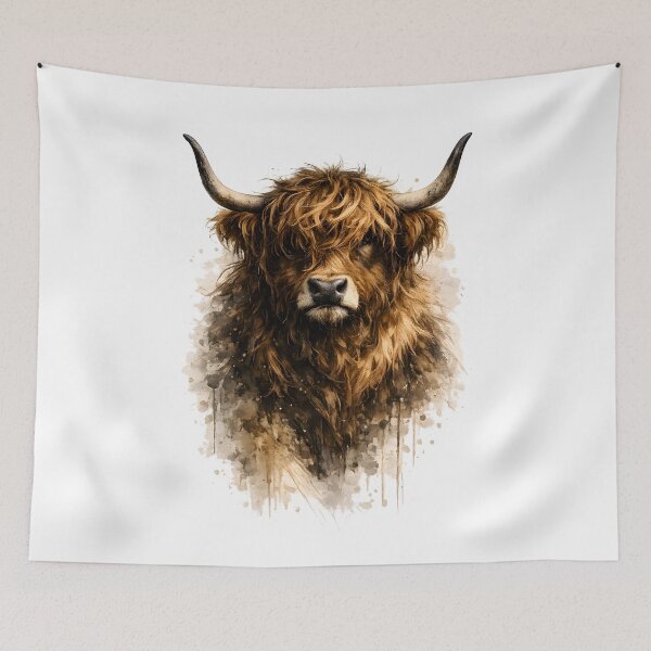 Item preview, Scottish Highland cattle portrait art designed and sold by giachem99.