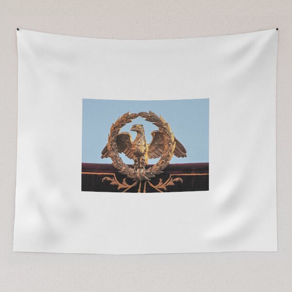 Item preview, Ornate Golden Eagle Emblem With Laurel Wreath Mounted On Velvet Theater Curtain designed and sold by Nmallia.