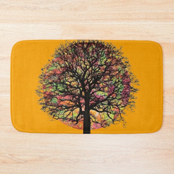 Item preview, Psychedelic Warm Tree of Life Stained Glass Circular Wall Art – Vibrant Orange Yellow Green Red Trippy Nature Decor designed and sold by Matt's Artificial Nature.