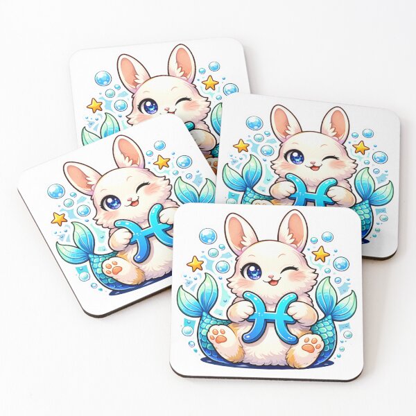 Item preview, Cute Pisces Zodiac Chibi Sticker — Kawaii Bunny Mermaid Astrology Art designed and sold by MarchyStudio.
