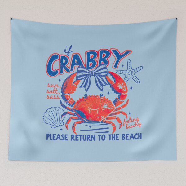 Item preview, If Crabby Please Return To The Beach Vintage Coastal Summer Crab Classic T-Shirt designed and sold by Qwertycraftd.