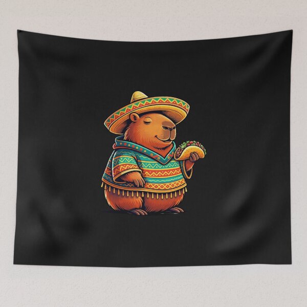 Item preview, Capybara Sombrero Poncho Taco Mexican Fiesta designed and sold by GrumpySableye.
