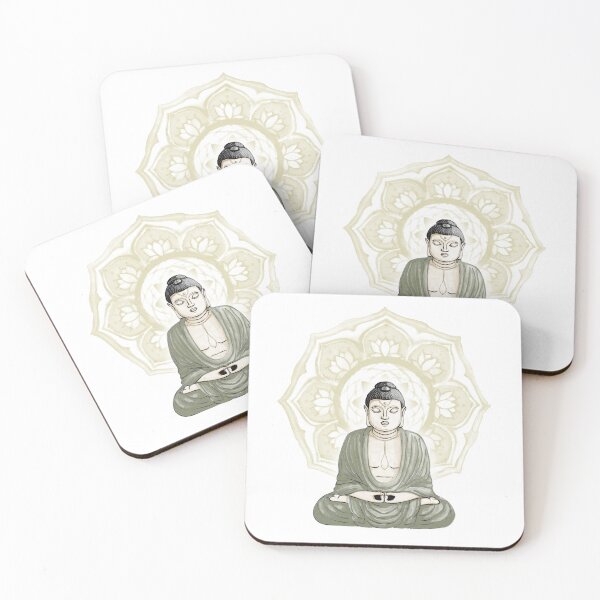 Item preview, Buddha Padma Watercolor - Fawn Coal Fawn - Gold Halo designed and sold by Irene Estelle.