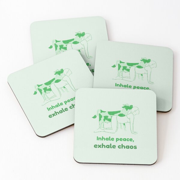 Item preview, Cow Yoga Pose Bitilasana – Inhale Peace Exhale Chaos Mindful Breathing Yoga Design designed and sold by WellspringXflow.