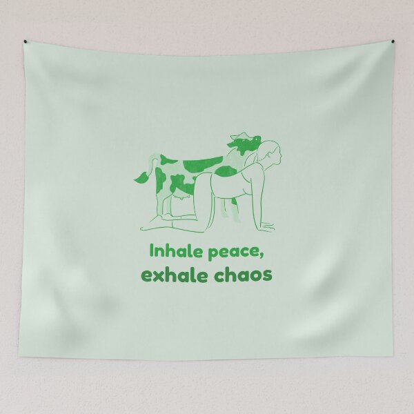 Item preview, Cow Yoga Pose Bitilasana – Inhale Peace Exhale Chaos Mindful Breathing Yoga Design designed and sold by WellspringXflow.