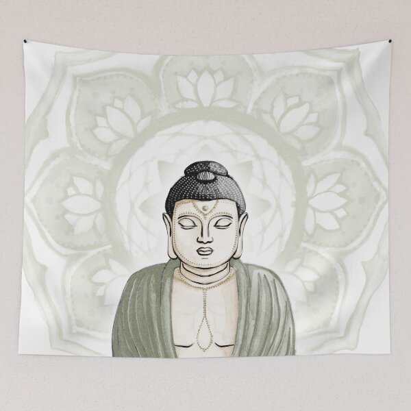 Item preview, Buddha Padma Watercolor - Fawn Coal Fawn - Tea Halo designed and sold by Irene Estelle.