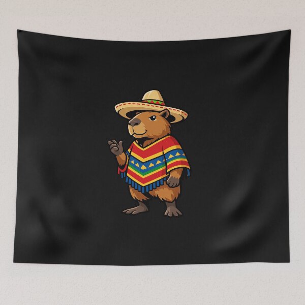 Item preview, Capybara Mexican Sombrero Poncho Fiesta Animal Lover designed and sold by GrumpySableye.