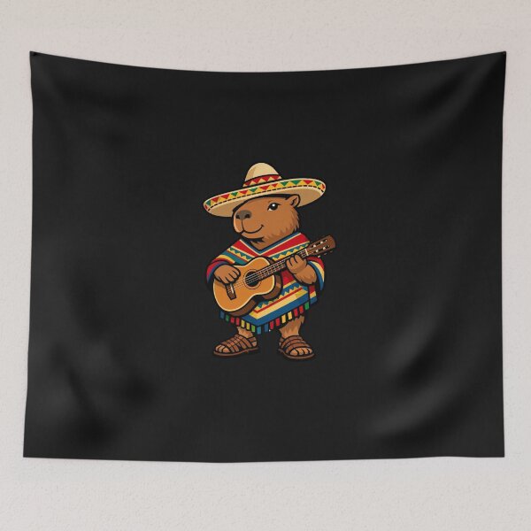 Item preview, Capybara Sombrero Serape Guitar Player Mexican Fiesta designed and sold by GrumpySableye.