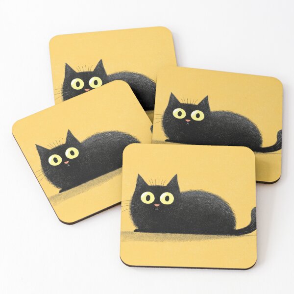 Item preview, Cute black cat with big yellow eyes designed and sold by anytka.