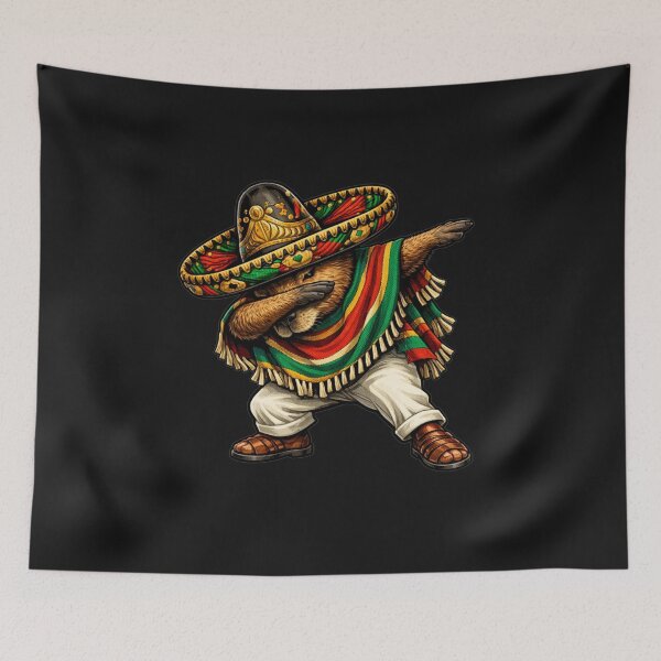 Item preview, Dabbing Beaver Mexican Sombrero Poncho Cinco De Mayo Fiesta Funny designed and sold by GrumpySableye.