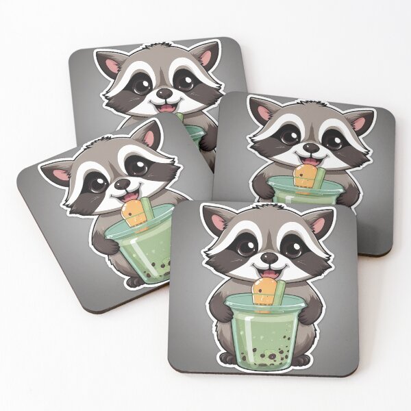 Item preview, Pegatina de mapache adorable para té de burbujas designed and sold by NexoraHub.