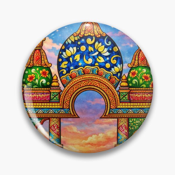 Item preview, Colorful Indian Temple Arch – Spiritual Mandala Style Landscape Art designed and sold by Srishti Khaiwal.