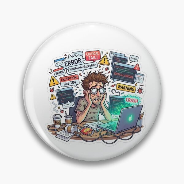 Item preview, Funny Programmer Debugging Life – NullPointerException Error Coding Humor Sticker designed and sold by Noctavia07.
