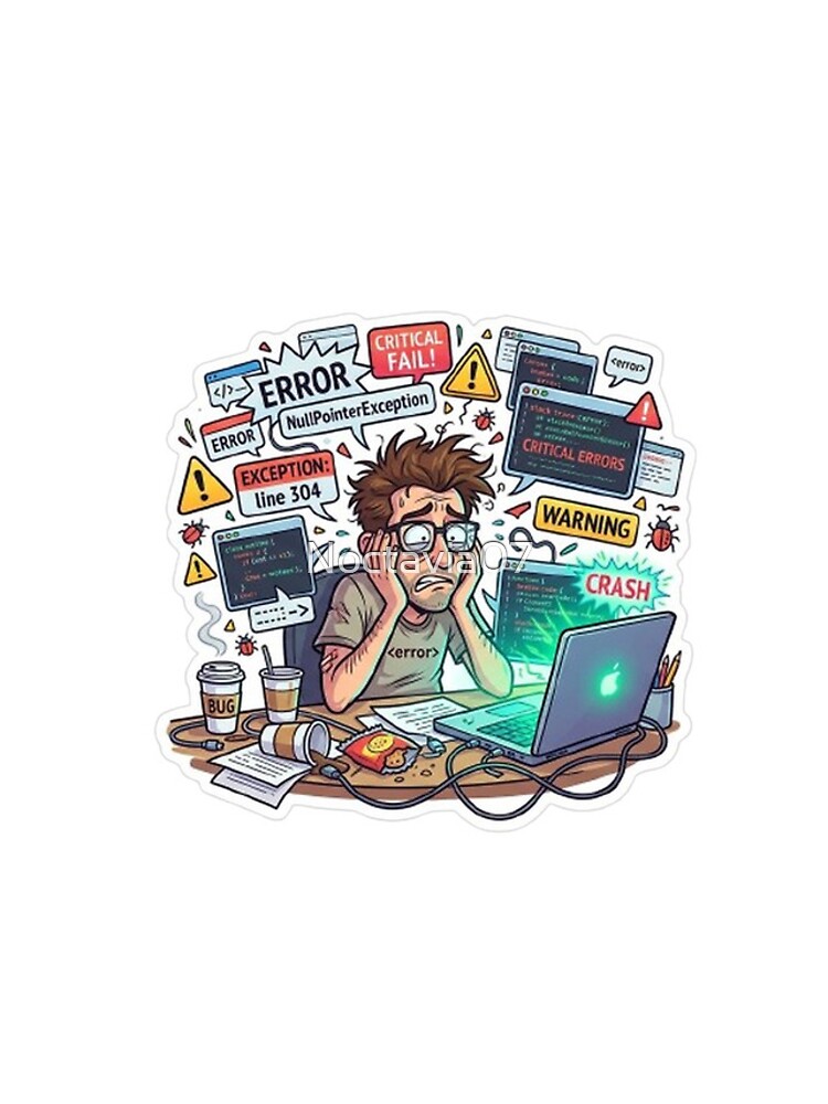 Thumbnail 4 of 4, Samsung Galaxy Phone Case, Funny Programmer Debugging Life – NullPointerException Error Coding Humor Sticker designed and sold by Noctavia07.