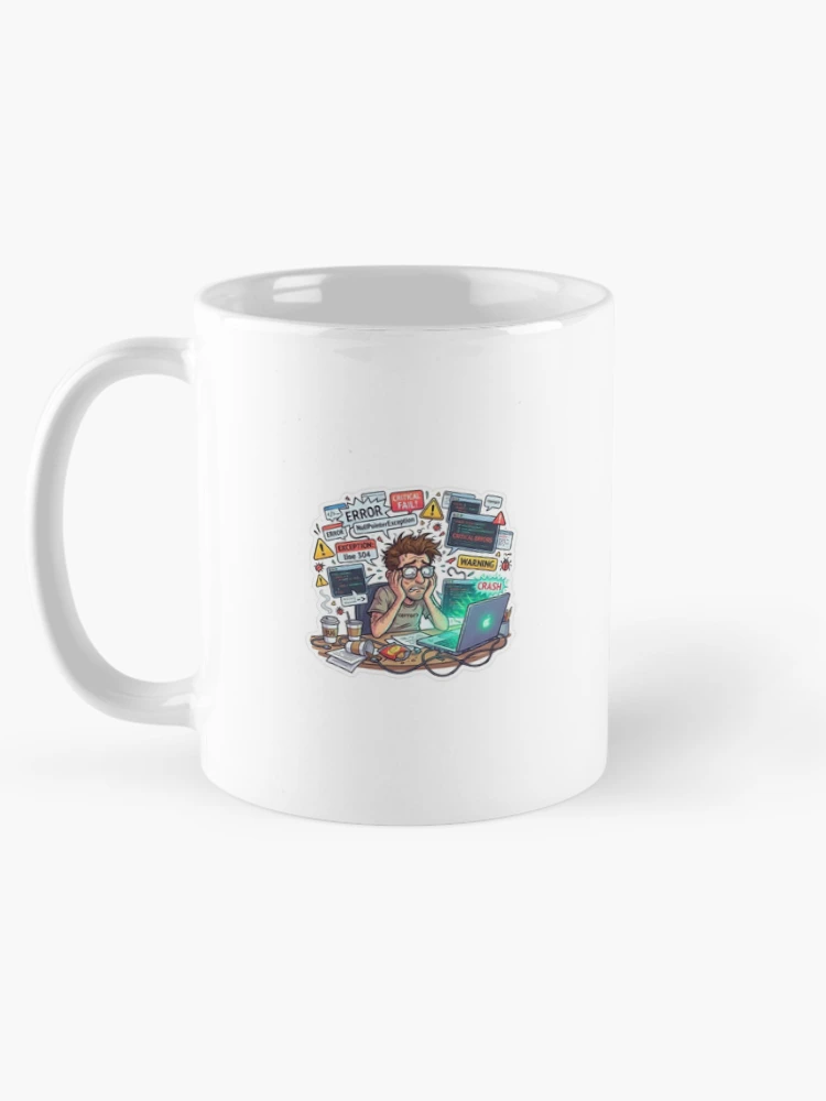Thumbnail 5 of 6, Coffee Mug, Funny Programmer Debugging Life – NullPointerException Error Coding Humor Sticker designed and sold by Noctavia07.