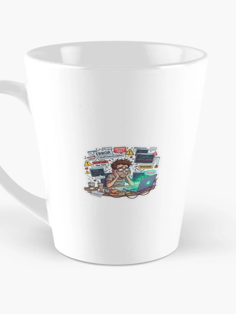 Thumbnail 3 of 4, Coffee Mug, Funny Programmer Debugging Life – NullPointerException Error Coding Humor Sticker designed and sold by Noctavia07.
