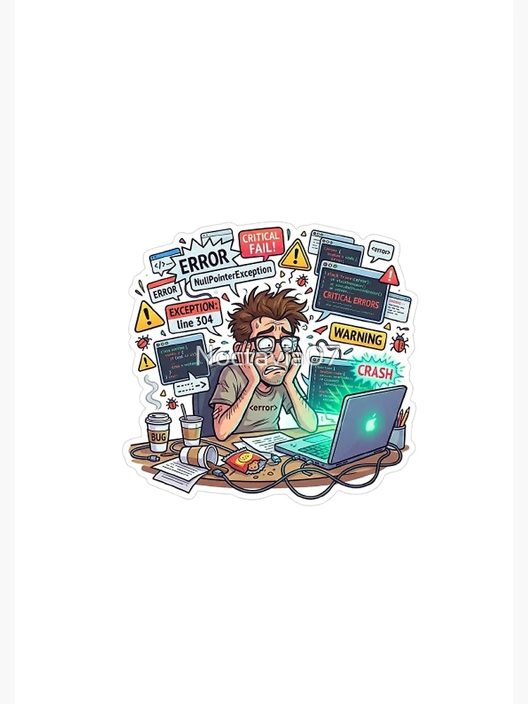 Thumbnail 3 of 3, Journal, Funny Programmer Debugging Life – NullPointerException Error Coding Humor Sticker designed and sold by Noctavia07.