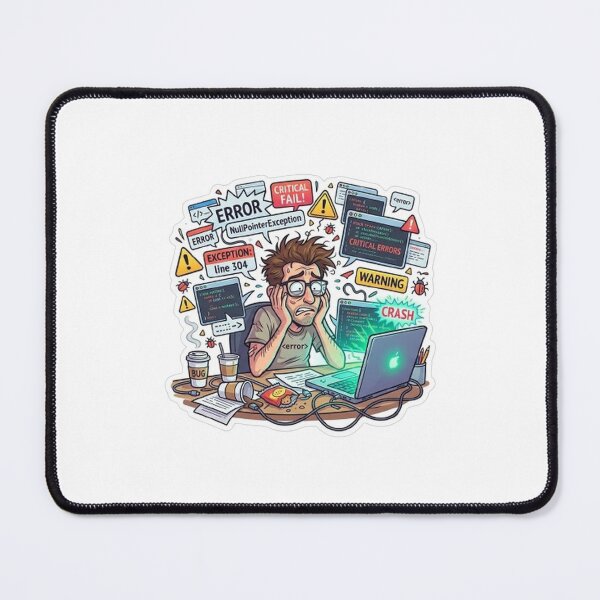 Item preview, Funny Programmer Debugging Life – NullPointerException Error Coding Humor Sticker designed and sold by Noctavia07.