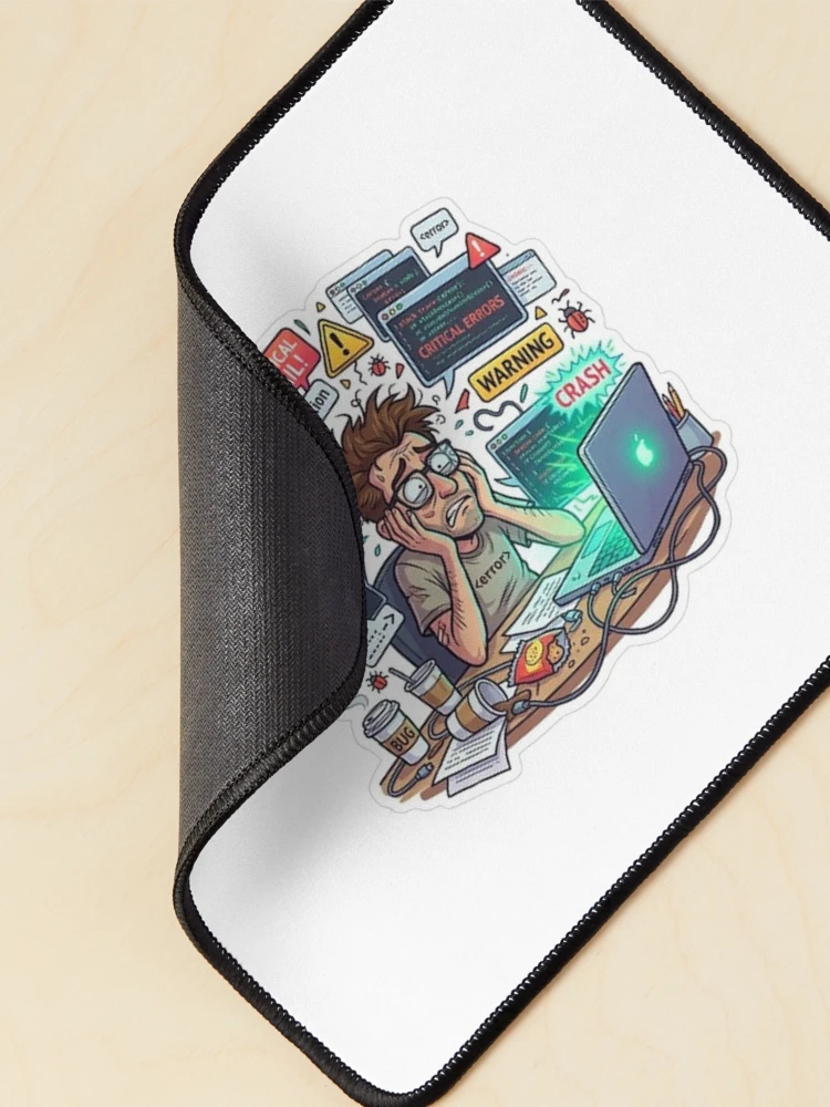 Thumbnail 2 of 5, Mouse Pad, Funny Programmer Debugging Life – NullPointerException Error Coding Humor Sticker designed and sold by Noctavia07.