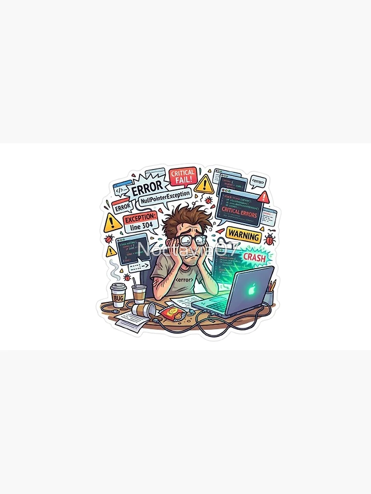Thumbnail 3 of 3, Cap, Funny Programmer Debugging Life – NullPointerException Error Coding Humor Sticker designed and sold by Noctavia07.