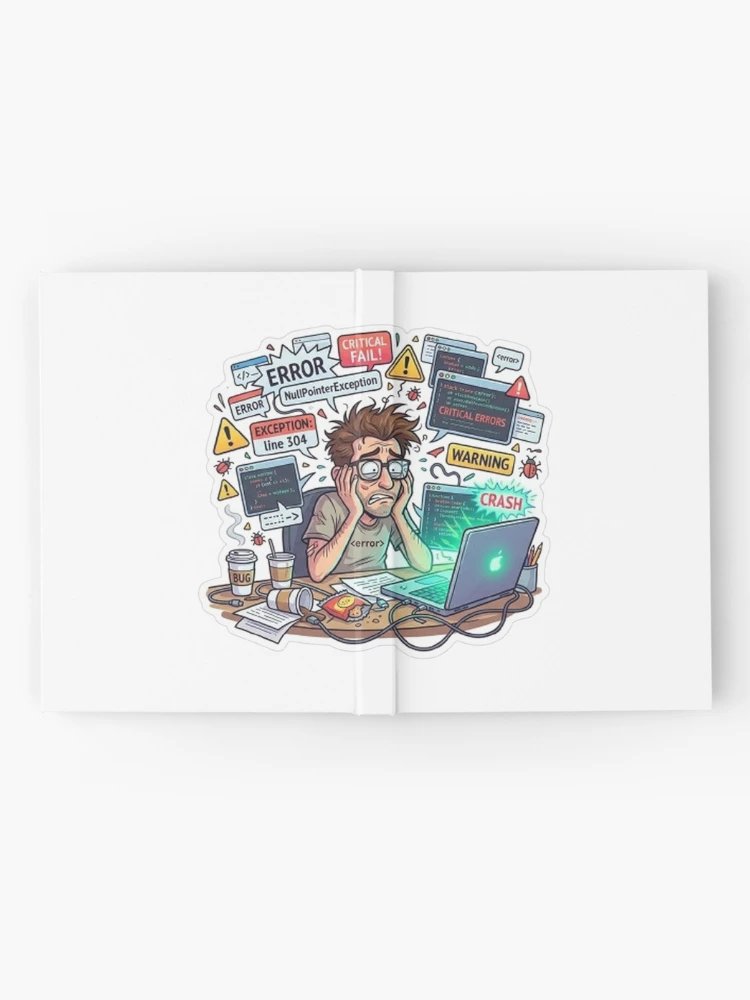 Thumbnail 2 of 3, Journal, Funny Programmer Debugging Life – NullPointerException Error Coding Humor Sticker designed and sold by Noctavia07.