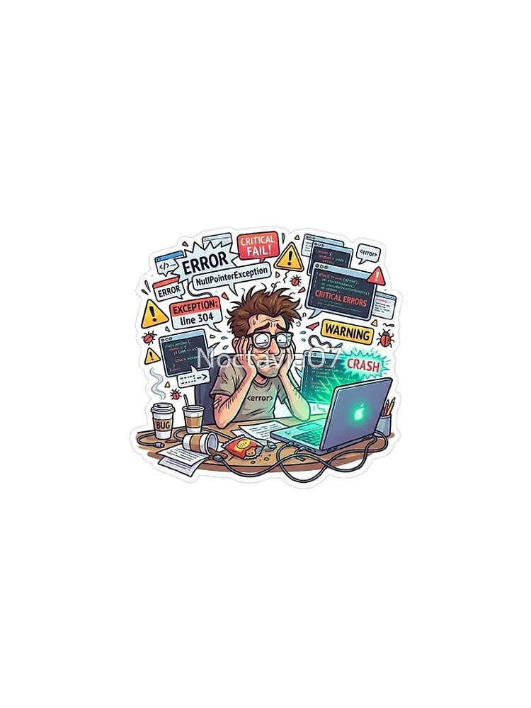 Thumbnail 3 of 3, Scarf, Funny Programmer Debugging Life – NullPointerException Error Coding Humor Sticker designed and sold by Noctavia07.