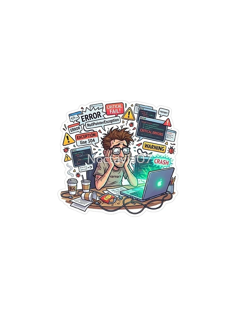 Thumbnail 3 of 3, Scarf, Funny Programmer Debugging Life – NullPointerException Error Coding Humor Sticker designed and sold by Noctavia07.