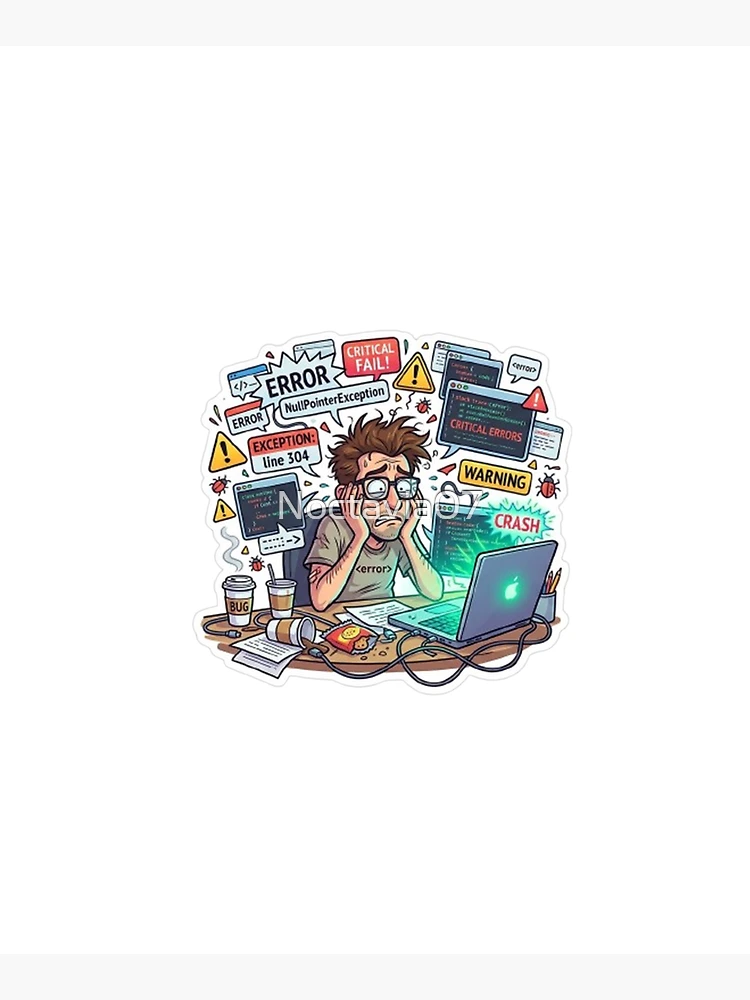 Thumbnail 5 of 5, Tote Bag, Funny Programmer Debugging Life – NullPointerException Error Coding Humor Sticker designed and sold by Noctavia07.